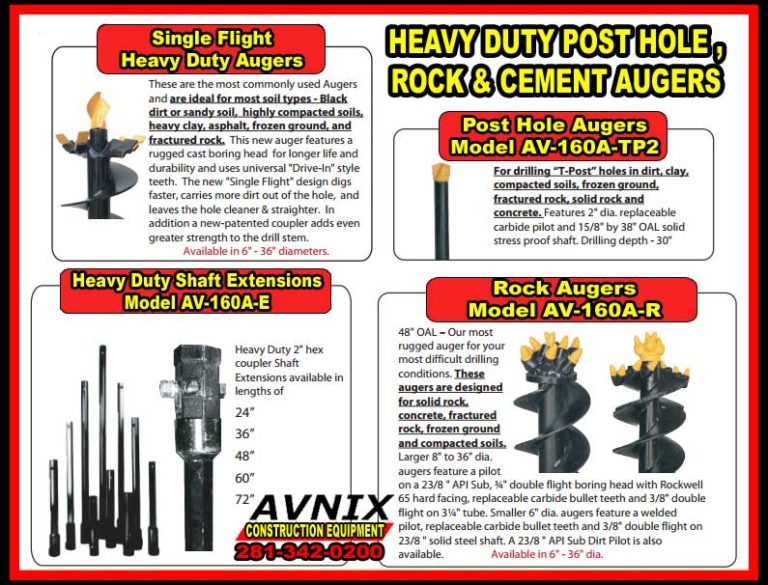 Post Hole Rock & Cement Augers Avnix Construction Equipment Sales 281
